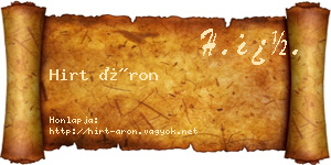 Hirt Áron névjegykártya